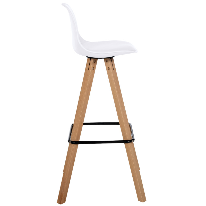 Tabouret de bar Corbin simili cuir carré nature blanc