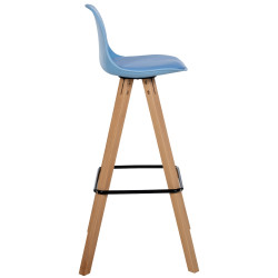 Tabouret de bar Corbin simili cuir carré bleu nature