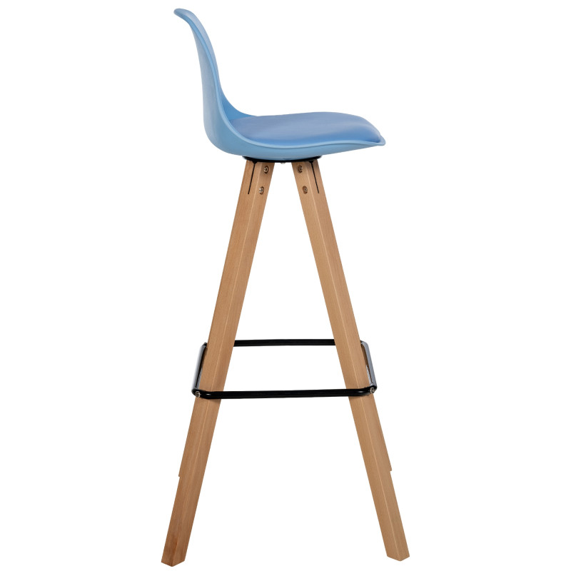 Tabouret de bar Corbin simili cuir carré bleu nature