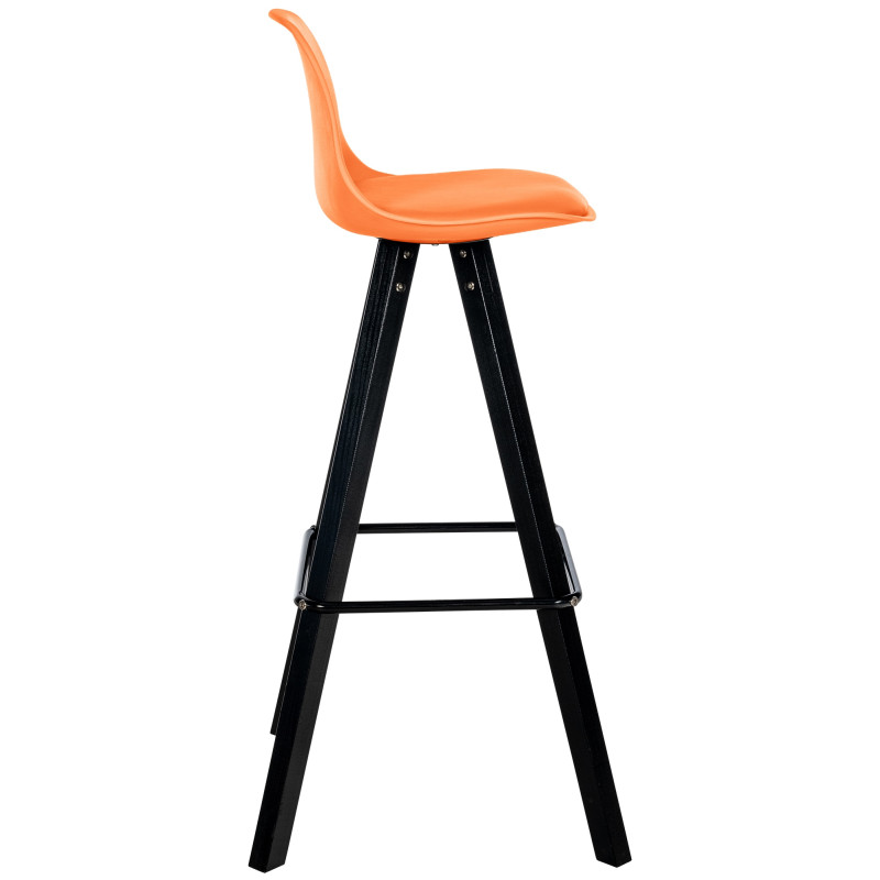 Tabouret de bar Corbin simili cuir carré noir orange