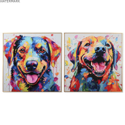 Cadre Home ESPRIT Moderne Chien 80 x 3 x 80 cm (2 Unités)