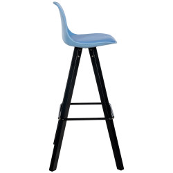 Tabouret de bar Corbin simili cuir carré noir bleu