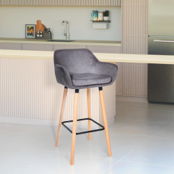 Ensemble de 2 tabourets de bar Grant en velours gris