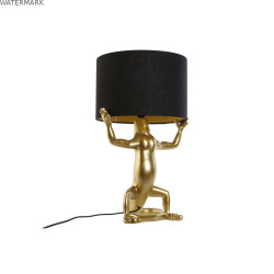 Lampe de bureau Home ESPRIT Noir Doré Résine 50 W 220 V 31 x 28 x 50 cm (2 Unités)