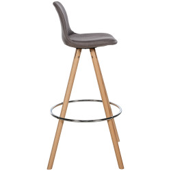Tabouret de bar Corbin tissu rond natura taupe