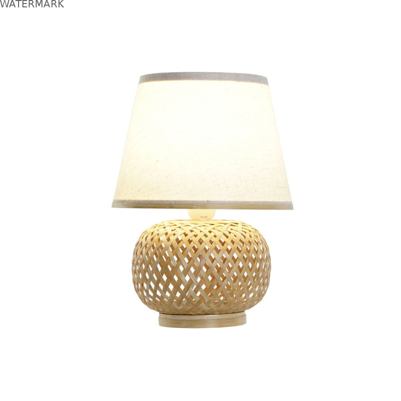 Lampe de bureau DKD Home Decor Marron Naturel Bambou 50 W 220 V 24 x 24 x 34 cm