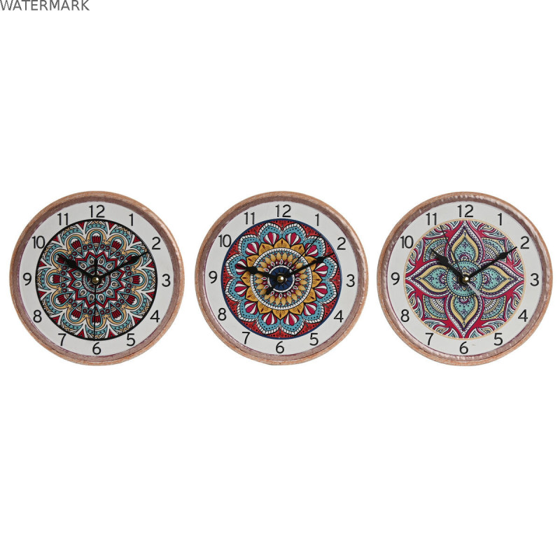 Horloge de table Home ESPRIT Céramique Mandala 16 x 1 x 16 cm