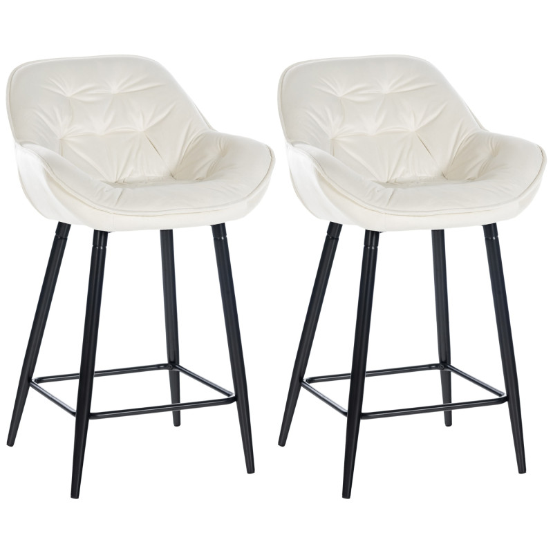 Ensemble de 2 tabourets de bar en velours Gibson crème
