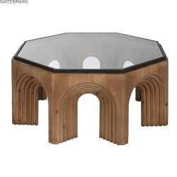 Table Basse Home ESPRIT Verre Bois d'épicéa 99 x 99 x 46 cm