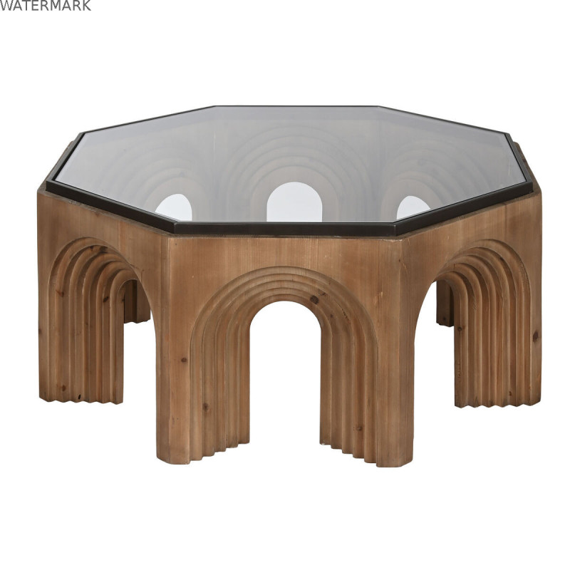 Table Basse Home ESPRIT Verre Bois d'épicéa 99 x 99 x 46 cm