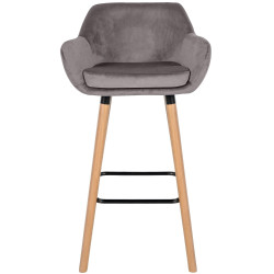 Lot de 2 tabourets de bar Grant en velours gris