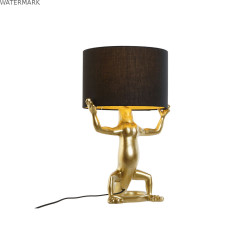 Lampe de bureau Home ESPRIT Noir Doré Résine 50 W 220 V 31 x 28 x 50 cm (2 Unités)