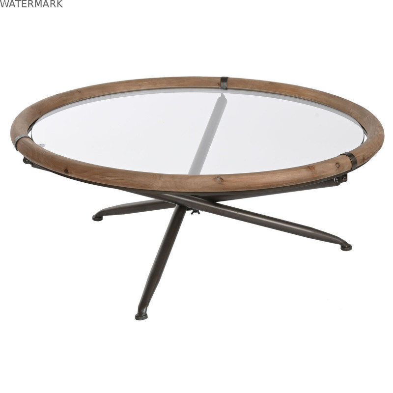 Table Basse Home ESPRIT Verre Bois d'épicéa 100 x 100 x 40 cm