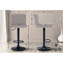 Lot de 2 tabourets de bar Jamie en velours gris