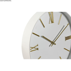 Horloge Murale Home ESPRIT Blanc Doré PVC 30 x 4 x 30 cm (2 Unités)