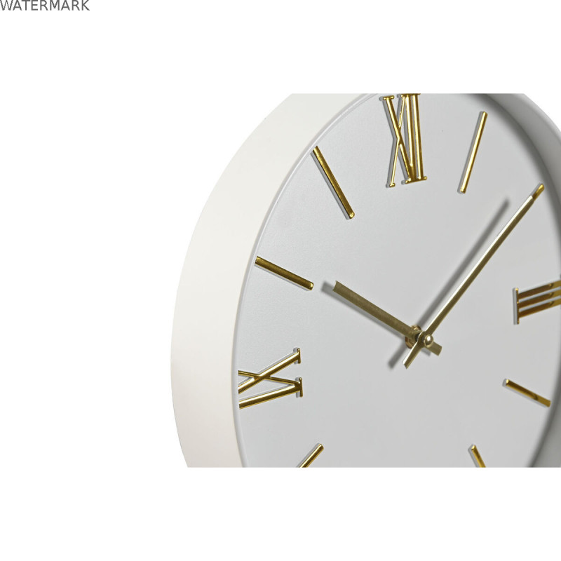 Horloge Murale Home ESPRIT Blanc Doré PVC 30 x 4 x 30 cm (2 Unités)