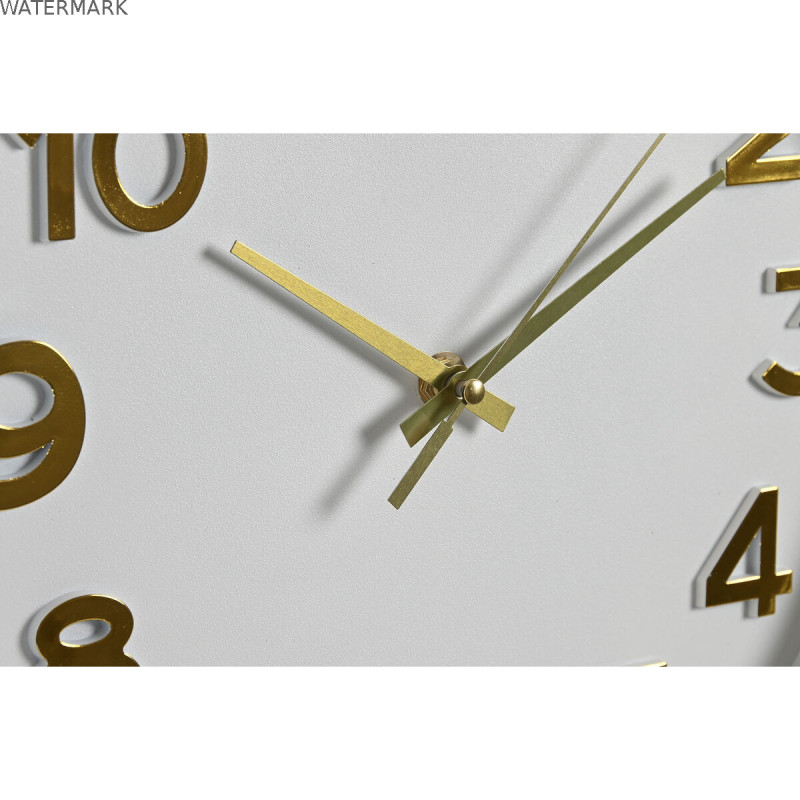 Horloge Murale Home ESPRIT Blanc Doré PVC 30 x 4 x 30 cm (2 Unités)