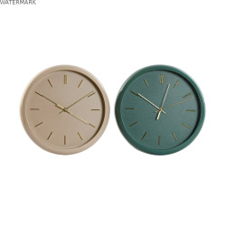 Horloge Murale Home ESPRIT Vert Rose PVC Moderne 30 x 4 x 30 cm (2 Unités)