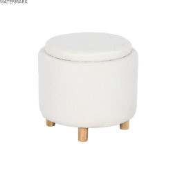 Banquette Home ESPRIT Blanc Polyester Bois d'hévéa Bois MDF 48 x 48 x 43 cm
