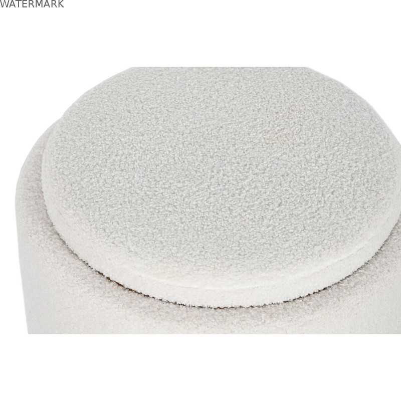 Banquette Home ESPRIT Blanc Polyester Bois d'hévéa Bois MDF 48 x 48 x 43 cm