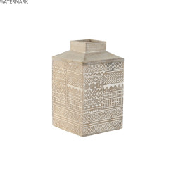 Vase Home ESPRIT Blanc Naturel Bois de manguier Colonial 18 x 18 x 30,5 cm