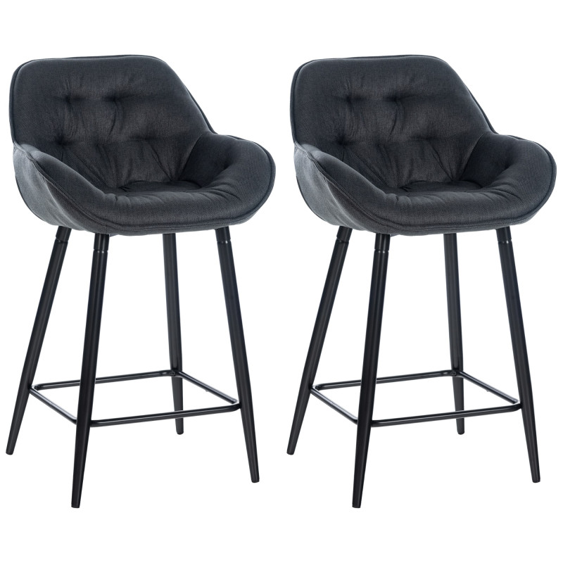 Ensemble de 2 tabourets de bar en tissu Gibson gris foncé