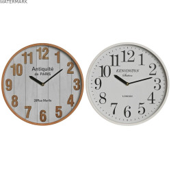 Horloge Murale Home ESPRIT Blanc Verre Bois MDF 32 x 4,5 x 32 cm (2 Unités)