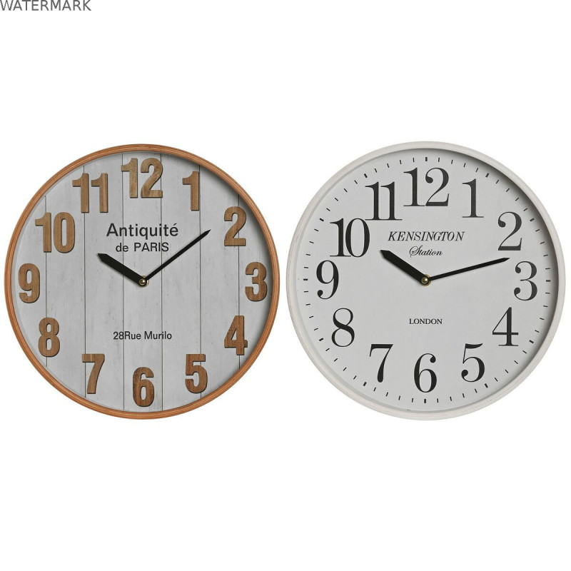 Horloge Murale Home ESPRIT Blanc Verre Bois MDF 32 x 4,5 x 32 cm (2 Unités)