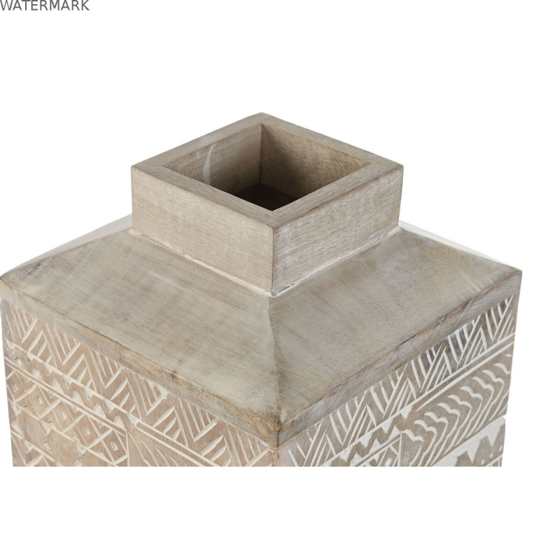 Vase Home ESPRIT Blanc Naturel Bois de manguier Colonial 18 x 18 x 30,5 cm