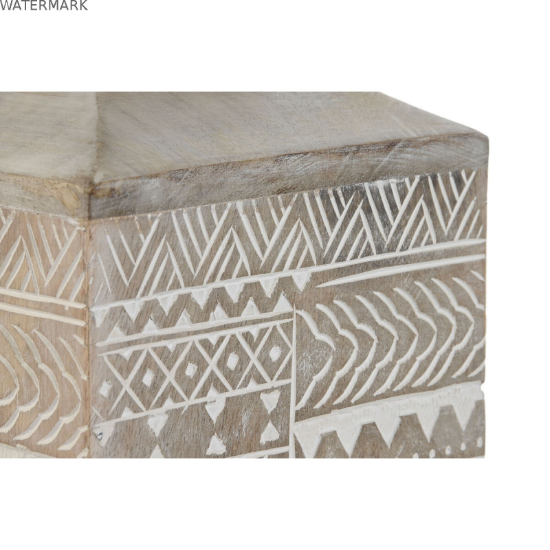 Vase Home ESPRIT Blanc Naturel Bois de manguier Colonial 18 x 18 x 30,5 cm