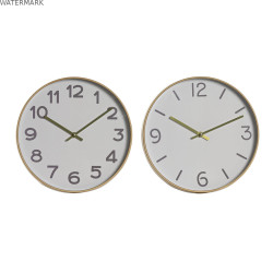 Horloge Murale Home ESPRIT Blanc Doré PVC 30 x 4 x 30 cm (2 Unités)