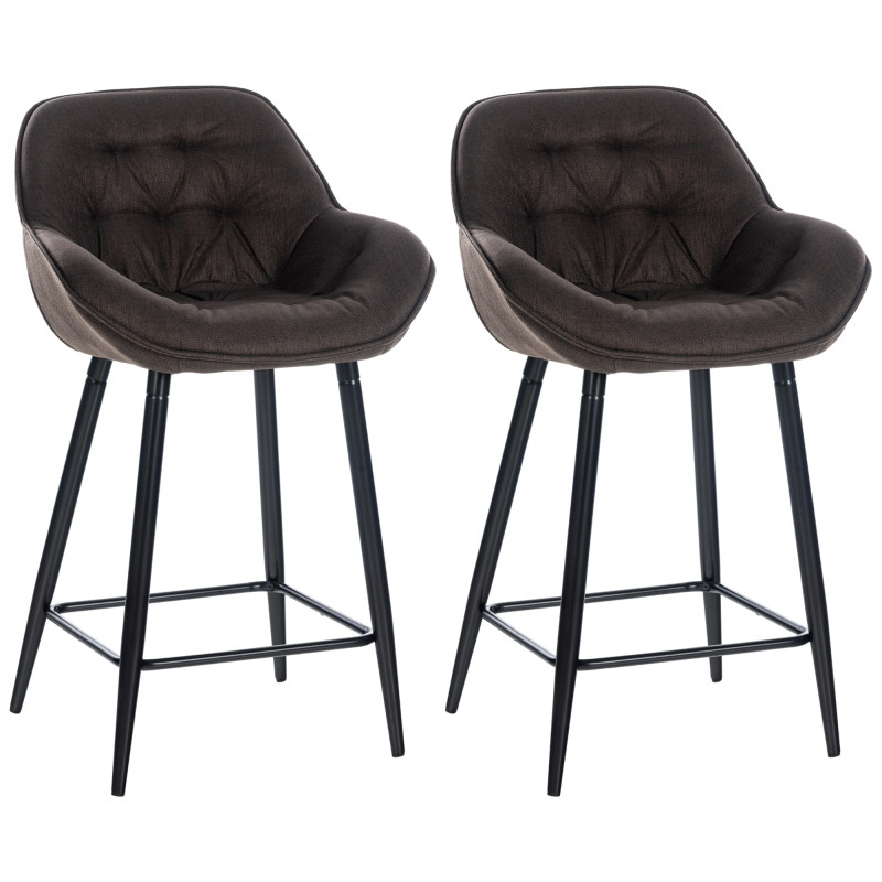 Ensemble de 2 tabourets de bar en tissu Gibson brun