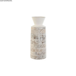 Vase Home ESPRIT Blanc Naturel Bois de manguier Colonial 15 x 15 x 22,5 cm