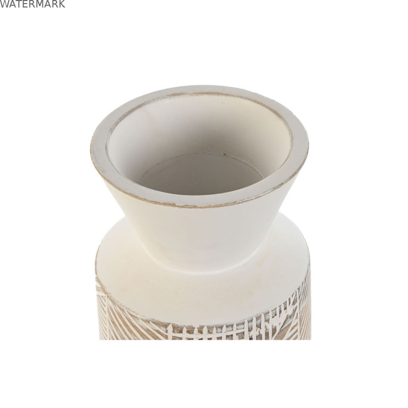 Vase Home ESPRIT Blanc Naturel Bois de manguier Colonial 15 x 15 x 22,5 cm