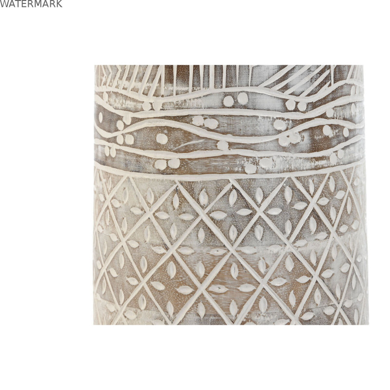 Vase Home ESPRIT Blanc Naturel Bois de manguier Colonial 15 x 15 x 22,5 cm