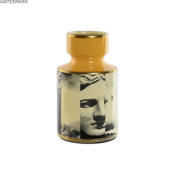 Vase Home ESPRIT Jaune Noir Doré Porcelaine 14 x 14 x 24,5 cm