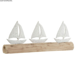 Figurine Décorative Home ESPRIT Blanc Naturel Voiliers méditerranéen 62 x 8,5 x 25,5 cm