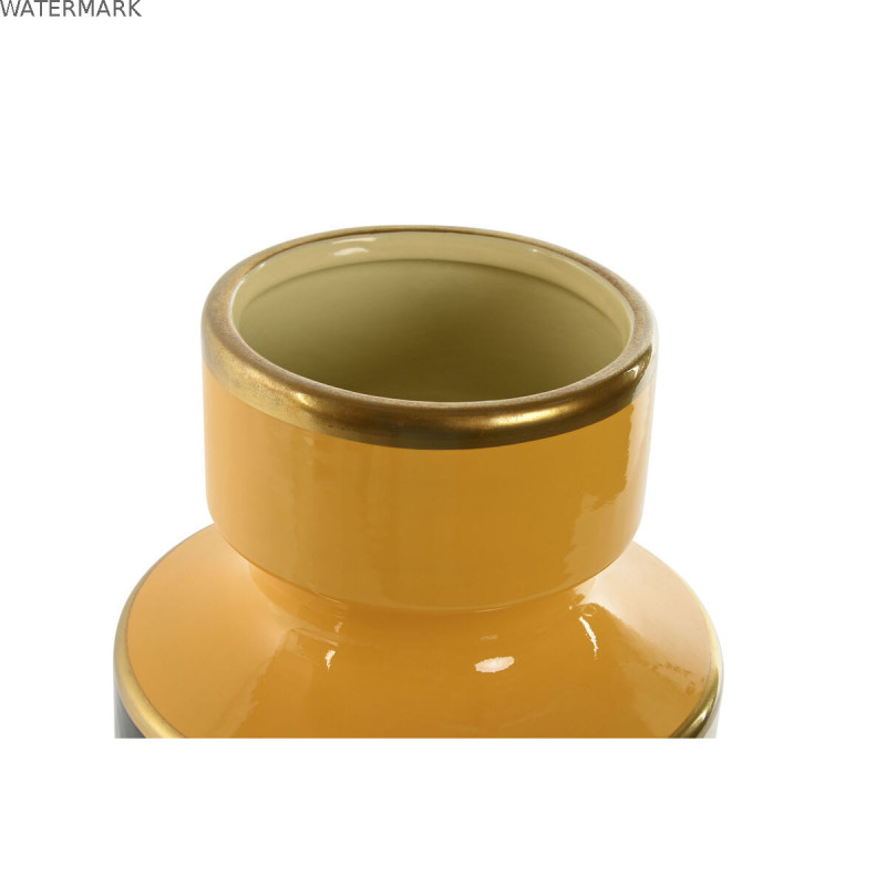 Vase Home ESPRIT Jaune Noir Doré Porcelaine 14 x 14 x 24,5 cm