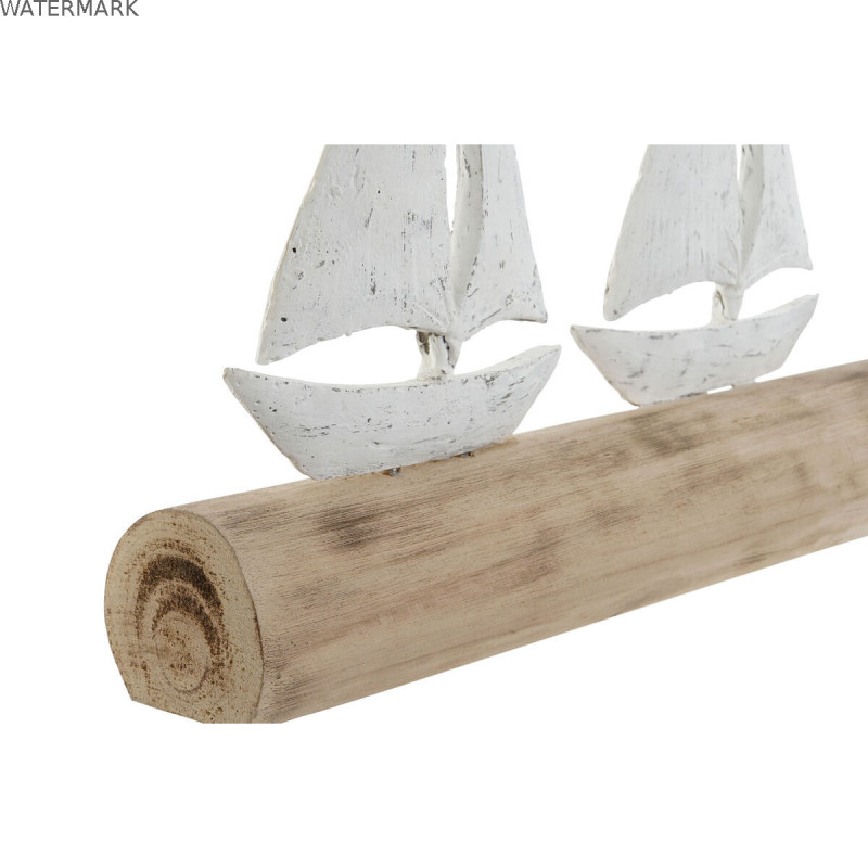 Figurine Décorative Home ESPRIT Blanc Naturel Voiliers méditerranéen 62 x 8,5 x 25,5 cm