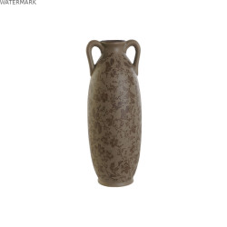 Vase Home ESPRIT Marron Vert Grès Feuille d'une plante 13 x 13 x 35 cm