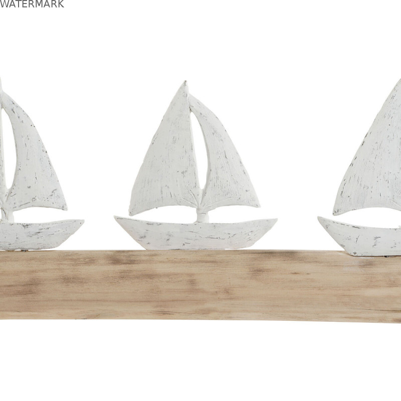 Figurine Décorative Home ESPRIT Blanc Naturel Voiliers méditerranéen 62 x 8,5 x 25,5 cm