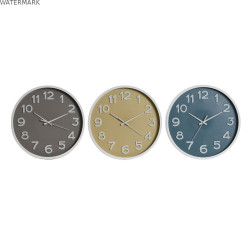 Horloge Murale Home ESPRIT Bleu Blanc Rose Moutarde PVC 30 x 4 x 30 cm (3 Unités)