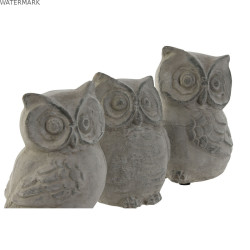 Figurine Décorative Home ESPRIT Gris Hibou Finition vieillie 10 x 9 x 14 cm (3 Unités)