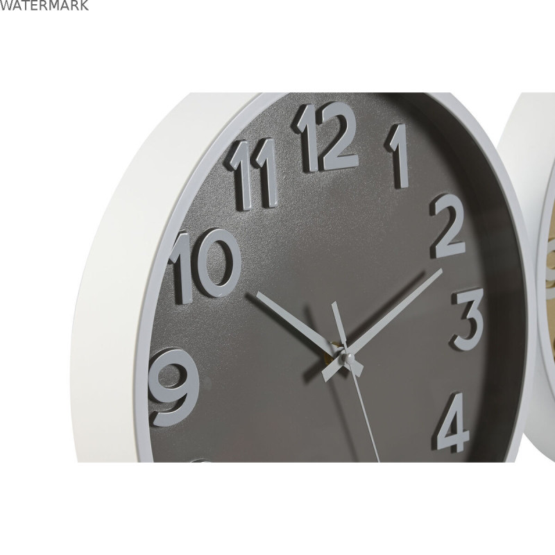 Horloge Murale Home ESPRIT Bleu Blanc Rose Moutarde PVC 30 x 4 x 30 cm (3 Unités)