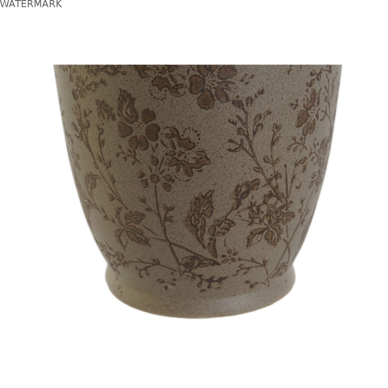 Vase Home ESPRIT Marron Vert Grès Feuille d'une plante 13 x 13 x 35 cm