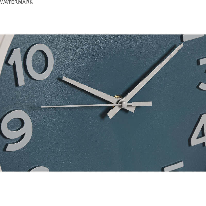 Horloge Murale Home ESPRIT Bleu Blanc Rose Moutarde PVC 30 x 4 x 30 cm (3 Unités)