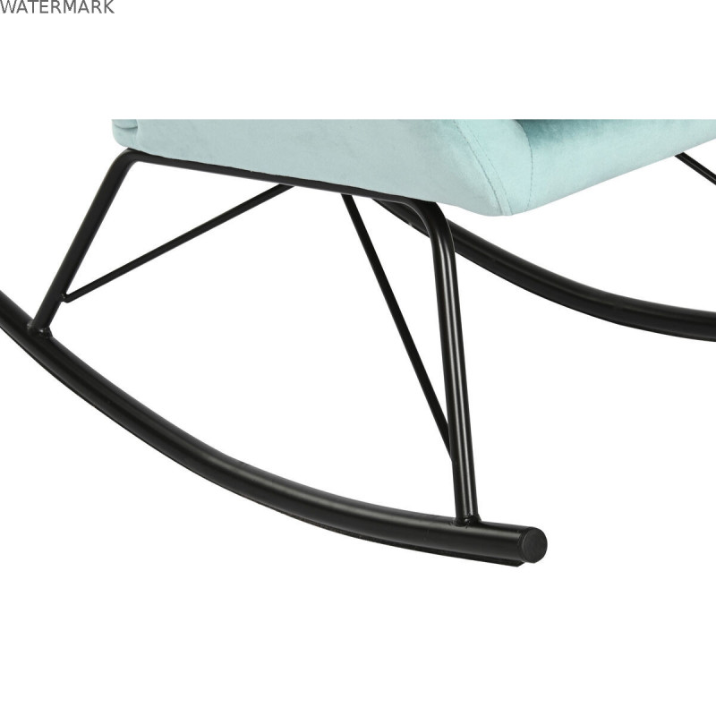 Fauteuil à Bascule Home ESPRIT Noir Bleu ciel Polyester Métal 68 x 90 x 92 cm