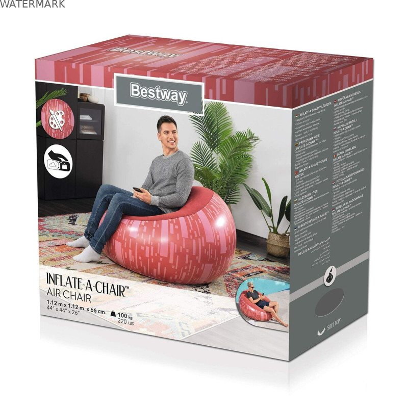 Bestway Fauteuil Gonflable Géant Fashion Couleur Assortie 112x112x66 cm Intérieur 75052