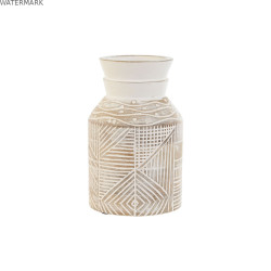 Vase Home ESPRIT Blanc Naturel Bois de manguier Colonial 15 x 15 x 38 cm