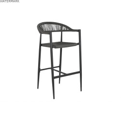 Tabouret Home ESPRIT Noir Gris foncé Aluminium Rotin 52 x 55 x 105 cm